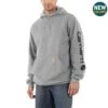 Carhartt Sweatshirts: Men's K288 E20 Grey Midweight Hooded Logo Sweatshirt -Wrangler Shop k288e20