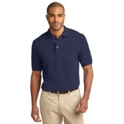 Port Authority Shirts: Men's Cotton Pique Knit Polo Shirt K420 NVY 10 Port Authority Shirts: Men's Cotton Pique Knit Polo Shirt K420 NVY -Wrangler Shop k420 navy model front