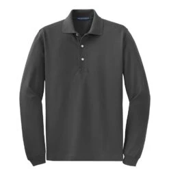 Port Authority Shirts: Men's Rapid Dry Charcoal K455LS CHR Long Sleeve Polo -Wrangler Shop k455ls charcoal flat front 2010