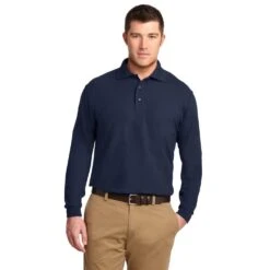 Port Authority Shirts: Men's Silk Touch Navy Polo Shirt K500LS NVY 10 Port Authority Shirts: Men's Silk Touch Navy Polo Shirt K500LS NVY -Wrangler Shop k500ls navy model front 072014