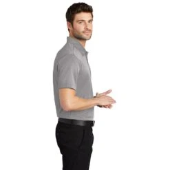 Port Authority Shirt: Men's K540 GRY Gusty Grey Silk Touch Performance Polo -Wrangler Shop k540 gustygrey model side