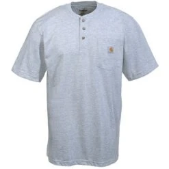 Carhartt Shirts: Men's Heather Grey K84 HGY Cotton Henley Work Shirt -Wrangler Shop k84hgy carharttf 01 1
