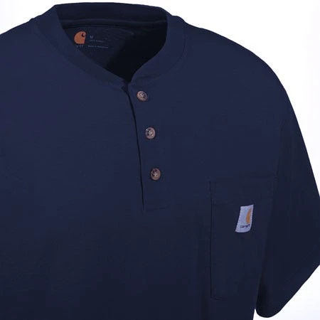 Carhartt Shirts: Men's Navy K84 NVY Cotton Short Sleeve Henley Shirt 3 Carhartt Shirts: Men's Navy K84 NVY Cotton Short Sleeve Henley Shirt