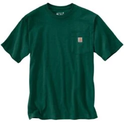 Carhartt Shirts: Men's K87 G55 North Woods Heather Heavyweight Pocket Short Sleeve Loose Fit T Shirt