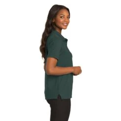 Port Authority Shirts: Women's Silk Touch Green Shirt L500 DGR -Wrangler Shop l500 darkgreen model side 082018