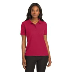 Port Authority Shirts: Women's Red Polo Shirt L500 RED -Wrangler Shop l500 red model front 082018