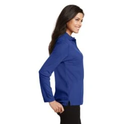 Port Authority Shirts: Women's Royal Blue Polo Shirt L500LS RYL -Wrangler Shop l500ls royal model side 032017