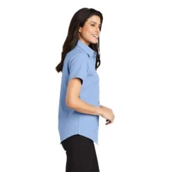 Port Authority Shirts: Womens Light Blue Short Sleeve Shirt L508 LBL 8 Port Authority Shirts: Womens Light Blue Short Sleeve Shirt L508 LBL -Wrangler Shop l508 lightbluelightstone model side