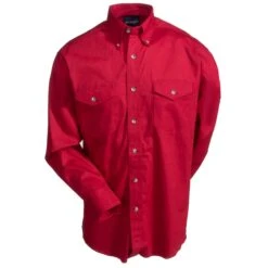 Wrangler Shirts: Men's Red MP3522 R Twill Long Sleeve Western Shirt -Wrangler Shop mp3522r 1