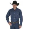 Wrangler Shirts: Men's MS70119 Blue Authentic Cowboy Cut Work Shirt -Wrangler Shop ms70119 bf01 swff prd