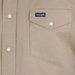 Wrangler Shirts: Men's MS70319 Khaki Authentic Cowboy Cut Work Shirt -Wrangler Shop ms70319 bd01 swbd prd