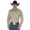 Wrangler Shirts: Men's MS70319 Khaki Authentic Cowboy Cut Work Shirt 1 Wrangler Shirts: Men's MS70319 Khaki Authentic Cowboy Cut Work Shirt -Wrangler Shop ms70319 bf01 swff prd