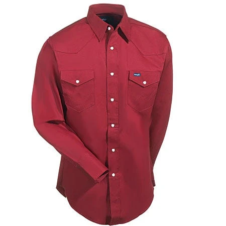 Wrangler Shirts: Men's Red MS70619 Cowboy Cut Long Sleeve Twill Shirt 5 Wrangler Shirts: Men's Red MS70619 Cowboy Cut Long Sleeve Twill Shirt - Image 3
