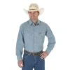 Wrangler Shirts: Men's MS70919 Chambray Authentic Cowboy Cut Work Shirt 2 Wrangler Shirts: Men's MS70919 Chambray Authentic Cowboy Cut Work Shirt -Wrangler Shop ms70919 bf01 swff prd