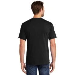 Port & Company Shirt: Men's PC54P JB Jet Black Core Cotton Pocket Tee 9 Port & Company Shirt: Men's PC54P JB Jet Black Core Cotton Pocket Tee -Wrangler Shop pc54p jetblack model back