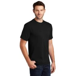 Port & Company Shirts: Men's Black PC61 JBK Cotton Essential Tee Shirt -Wrangler Shop pc61 jetblack model 3q