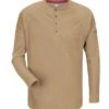 Bulwark Shirts: Men's QT20 KH Flame-Resistant Khaki FR IQ Series Henley Shirt -Wrangler Shop qt20