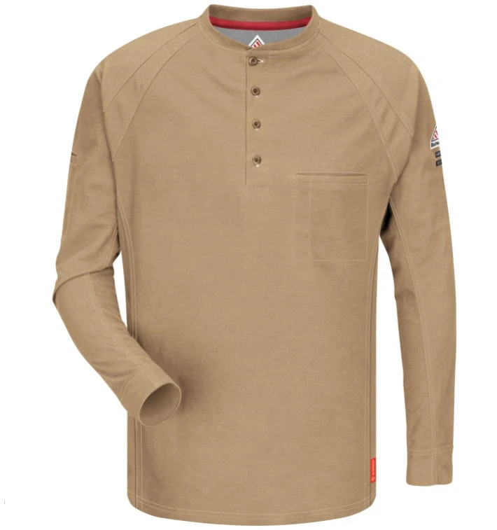 Bulwark Shirts: Men's QT20 KH Flame-Resistant Khaki FR IQ Series Henley Shirt 3 Bulwark Shirts: Men's QT20 KH Flame-Resistant Khaki FR IQ Series Henley Shirt