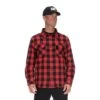 CAT Apparel Shirts: Men's 1610031 121912 Red Black Buffalo Check Flannel Overshirt -Wrangler Shop rededit