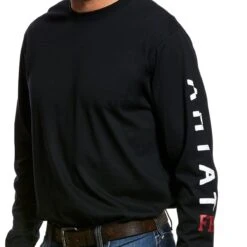 Ariat FR Shirts: Men's 10026434 Black Roughneck Skull Logo T-Shirt -Wrangler Shop s19 mns work 10026434 detail01