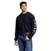 Ariat FR Shirts: Men's 10026434 Black Roughneck Skull Logo T-Shirt -Wrangler Shop s19 mns work 10026434 front