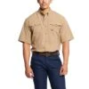 Ariat Rebar Shirts: Men's 10025384 Khaki VentTEK DuraStretch Tough Work Shirt -Wrangler Shop s19 mns work sullivan 10025384 front