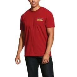 Ariat Rebar Shirt: Men's 10030302 Rio Red Rebar Cotton Strong Roughneck Graphic T-Shirt -Wrangler Shop s20 mns work gaglione 10030302 front