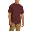 Ariat Shirt: Men's 10031017 Burgundy Heather Rebar Cotton Strong T-Shirt 1 Ariat Shirt: Men's 10031017 Burgundy Heather Rebar Cotton Strong T-Shirt -Wrangler Shop s20 mns work gaglione 10031017 front