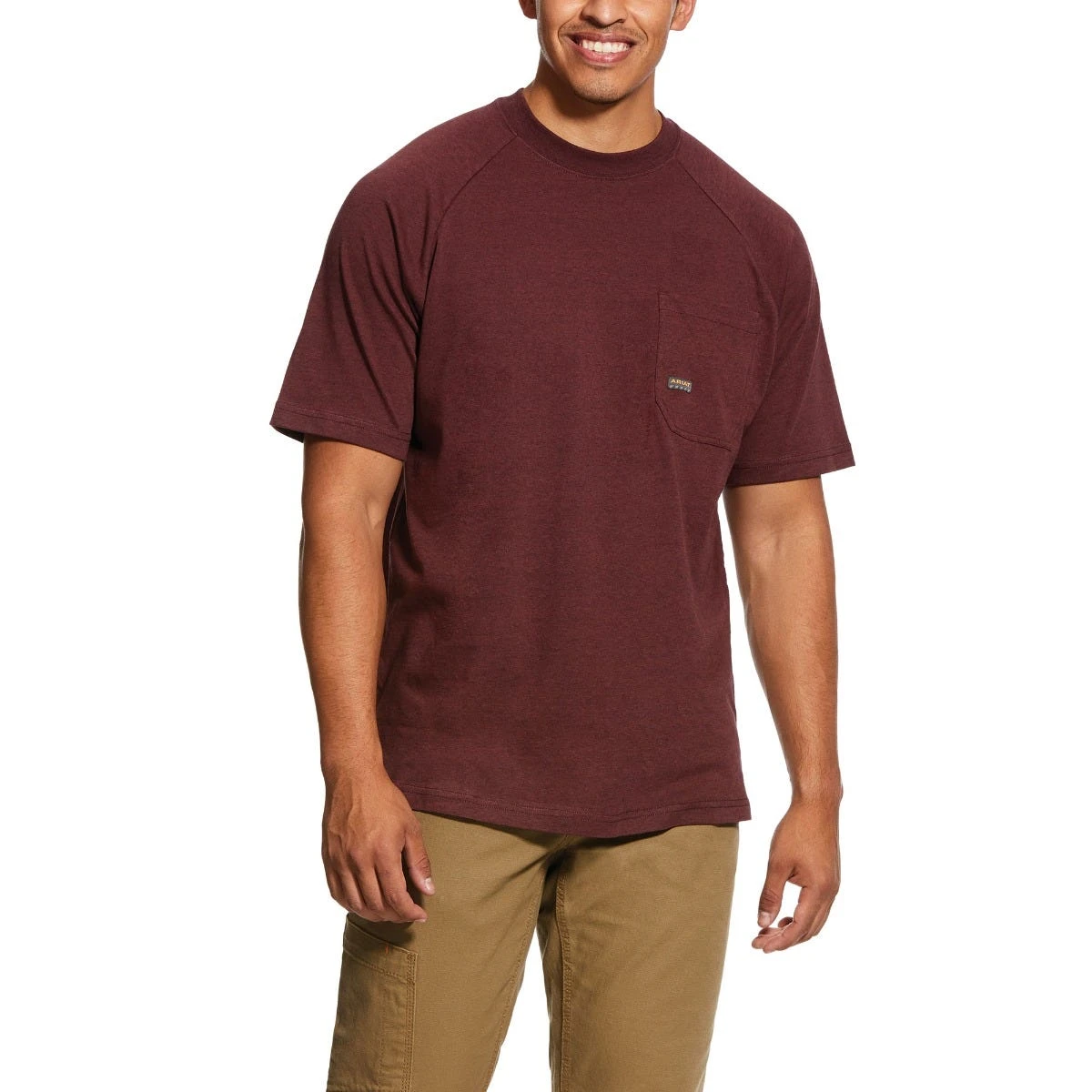 Ariat Shirt: Men's 10031017 Burgundy Heather Rebar Cotton Strong T-Shirt 3 Ariat Shirt: Men's 10031017 Burgundy Heather Rebar Cotton Strong T-Shirt