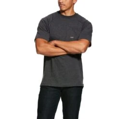 Ariat Shirt: Men's 10031018 Charcoal Heather Rebar Cotton Strong T-Shirt