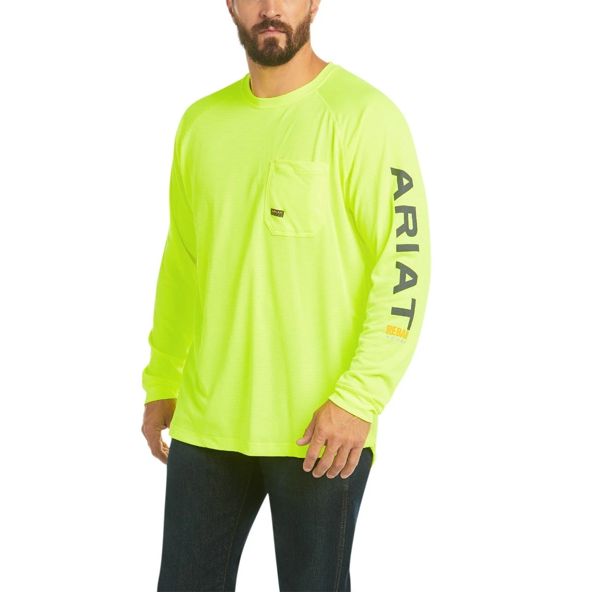 Ariat Rebar Shirts: Men's 10031031 Neon Lime HeatFighter Long Sleeve T-Shirt 3 Ariat Rebar Shirts: Men's 10031031 Neon Lime HeatFighter Long Sleeve T-Shirt
