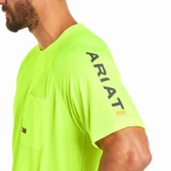 Ariat Rebar Shirts: Men's 10031037 Neon Lime Heat Fighter T-Shirt 8 Ariat Rebar Shirts: Men's 10031037 Neon Lime Heat Fighter T-Shirt -Wrangler Shop s21 mns work 10031037 detail01
