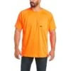 Ariat Rebar Shirts: Men's 10031040 Neon Orange Heat Fighter T-Shirt -Wrangler Shop s21 mns work 10031040 front