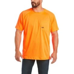 Ariat Rebar Shirts: Men's 10031040 Neon Orange Heat Fighter T-Shirt