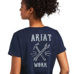 Ariat Rebar Shirts: Women's 10039159 Navy Cotton Strong Wrench Graphic T-Shirt -Wrangler Shop s22 wms work 10039159 detail01