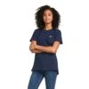 Ariat Rebar Shirts: Women's 10039484 Navy Eclipse Cotton Strong T-Shirt -Wrangler Shop s22 wms work 10039484 front