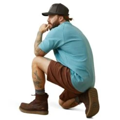 Ariat Rebar Shirts: Men's 10043485 Bachelor Button Heather Cotton Strong T-Shirt -Wrangler Shop s23 mns work 10043485 back