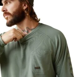 Ariat Rebar Shirts: Men's 10043543 Lily Pad Periscope Rebar Heat Fighter Long Sleeve T-Shirt -Wrangler Shop s23 mns work 10043543 detail02