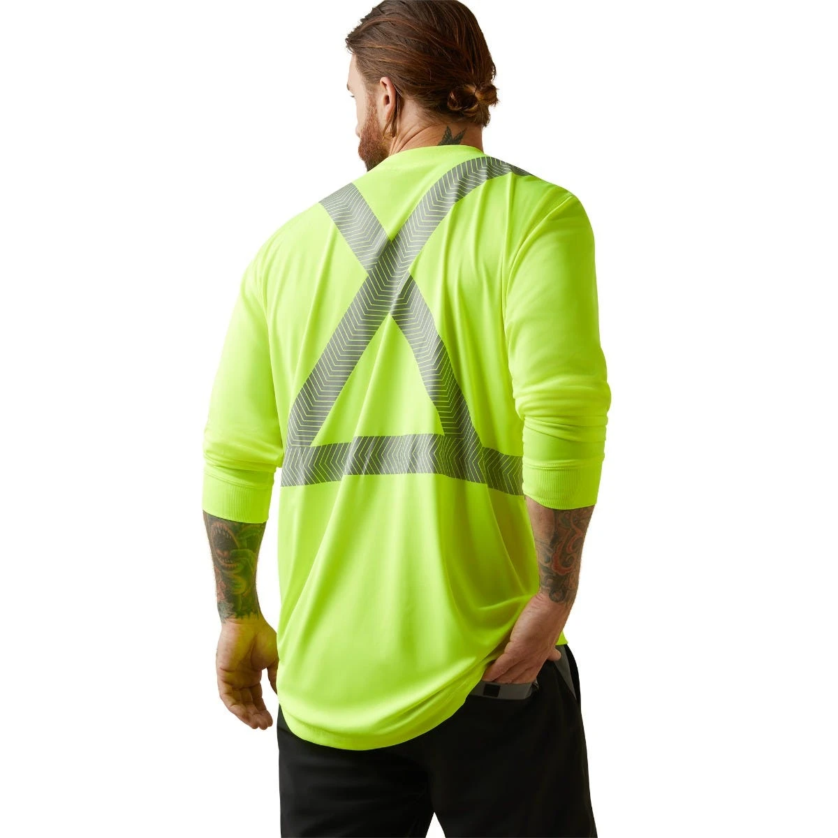 Ariat Rebar Workwear: Men's 10043823 Hi-Vis Bright Yellow ANSI Long Sleeve T-Shirt 6 Ariat Rebar Workwear: Men's 10043823 Hi-Vis Bright Yellow ANSI Long Sleeve T-Shirt - Image 4