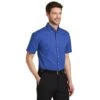 Port Authority: Men's Faded Blue S500T FDB Short Sleeve Twill Pocket Shirt -Wrangler Shop s500t fadedblue model 3q 082018