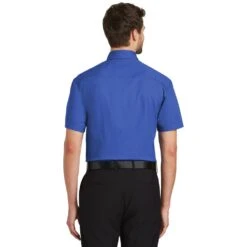 Port Authority: Men's Faded Blue S500T FDB Short Sleeve Twill Pocket Shirt -Wrangler Shop s500t fadedblue model back 082018