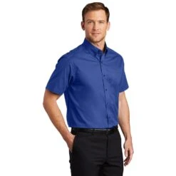 Port Authority Shirts: Men's Royal Blue Short Sleeve Shirt S508 RYL -Wrangler Shop s508 royalclassicnavy model 3q