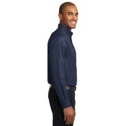 Port Authority Shirts: Men's Navy S608 NVY Easy Care Woven Shirt -Wrangler Shop s608 navy model side 072014