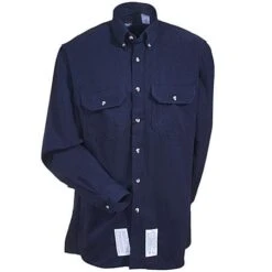 Bulwark Shirts: Men's FR SMU2 NV Navy Blue Flame-Resistant Uniform Work Shirt -Wrangler Shop smu2nv2 bulwarkf 01