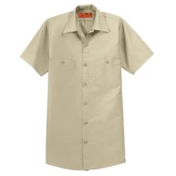 Red Kap Shirt: Men's SP24LT Light Tan Short Sleeve Industrial Work Shirt 12 Red Kap Shirt: Men's SP24LT Light Tan Short Sleeve Industrial Work Shirt -Wrangler Shop sp24 lighttan flat front