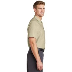 Red Kap Shirt: Men's SP24LT Light Tan Short Sleeve Industrial Work Shirt 11 Red Kap Shirt: Men's SP24LT Light Tan Short Sleeve Industrial Work Shirt -Wrangler Shop sp24 lighttan model side 042015