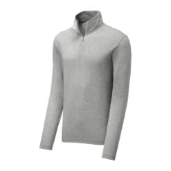 Sport-Tek Pullover: Men's ST407LGH Light Grey Heather Solid PosiCharge Tri-Blend Wicking 1/4-Zip Pullover 12 Sport-Tek Pullover: Men's ST407LGH Light Grey Heather Solid PosiCharge Tri-Blend Wicking 1/4-Zip Pullover -Wrangler Shop st407 lightgreyheather form front