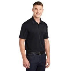 Sport-Tek Shirts: Men's ST650 BLK Black Moisture-Wicking Micropique Polo Shirt 10 Sport-Tek Shirts: Men's ST650 BLK Black Moisture-Wicking Micropique Polo Shirt -Wrangler Shop st650 black model 3q