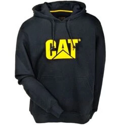 Caterpillar Sweatshirts: Men's Black W10646 016 Trademark Hooded Sweatshirt -Wrangler Shop w10646blk catf 01