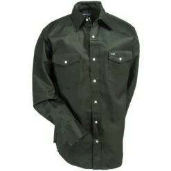Wrangler Shirts: Men's Dark Green MS70519 Cowboy Cut Long Sleeve Twill Shirt 11 Wrangler Shirts: Men's Dark Green MS70519 Cowboy Cut Long Sleeve Twill Shirt -Wrangler Shop wrangler ms70519 1